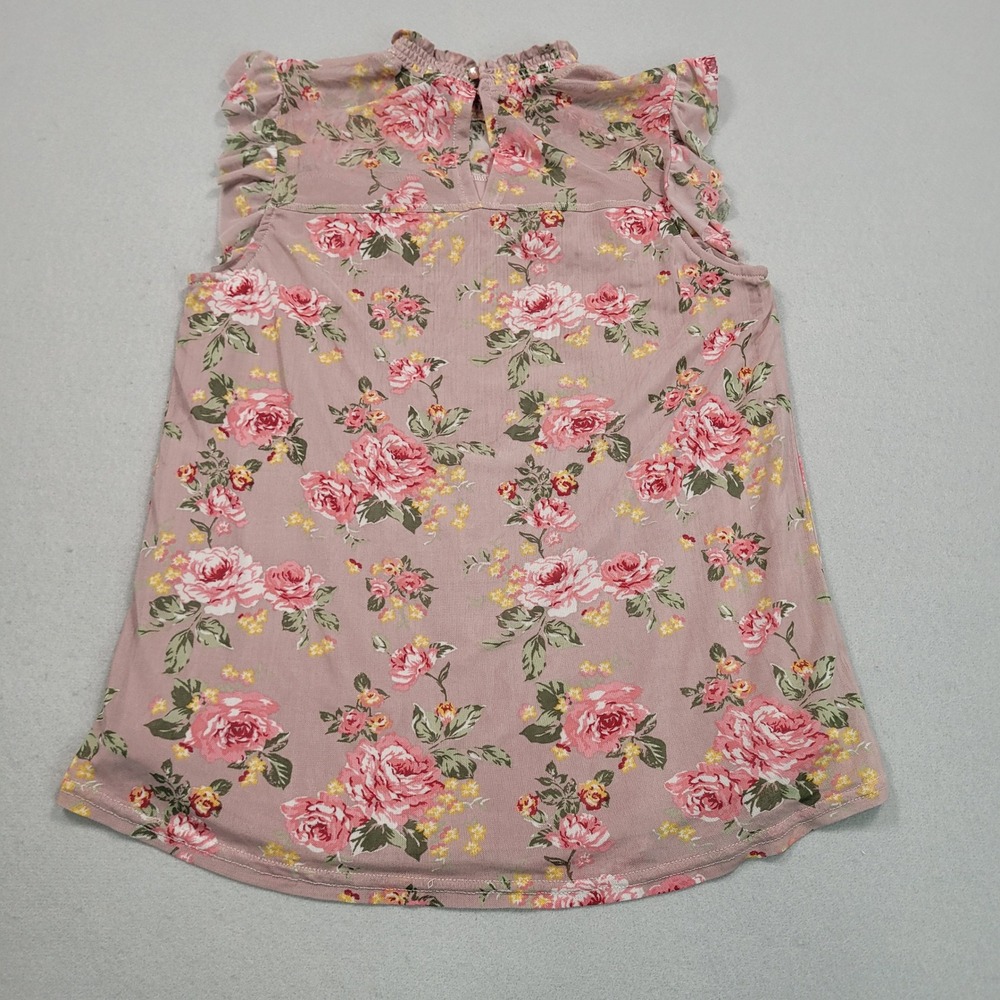 Almost Famous Crave Floral Mock‎ Neck Ruffle Top Pink Small whimsy fairy dainty